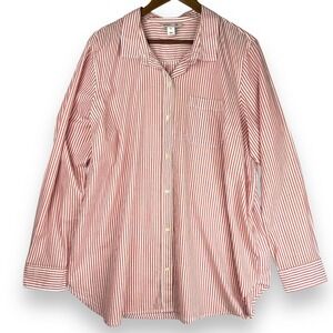 Old Navy Classic Shirt 100% Cotton Burgundy Stripe Long Sleeve Button Up Top XXL